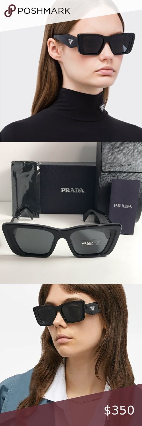 New - PRADA PR 08YS SYMBOLE SUNGLASSES
BLACK Prada Symbole Sunglasses, Prada Baroque Sunglasses, Black Sunnies, Sunglasses Packaging, Prada Eyeglasses, Luxury Hats, Silver Sunglasses, Prada Accessories, Grey Sunglasses