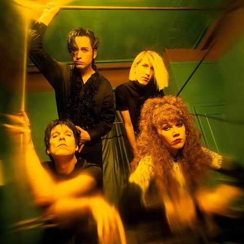 The American punk/psychobilly rock band The Cramps lead vocalist Lux Interior drummer Harry Drumdini bassist Slim Chance and lead guitarist Poison... Rock Band Photos, Lux Interior, Band Photoshoot, The Cramps, Band Photography, Punk Rock Bands, Band Pictures, Psychobilly, Indie Pop