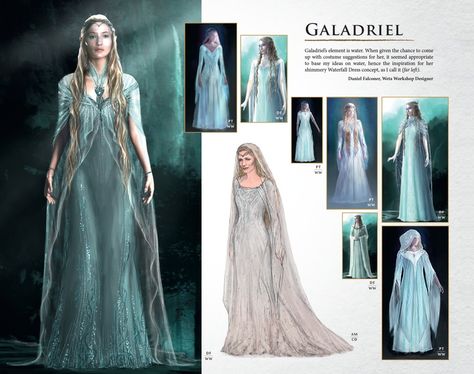 Galadriel - concept art - The Hobbit - An Unexpected Journey - Cate Blanchett Galadriel Costume, Hobbit Costume, The Hobbit An Unexpected Journey, Lotr Costume, Waterfall Dress, Hobbit An Unexpected Journey, Tolkien Elves, An Unexpected Journey, Design Books