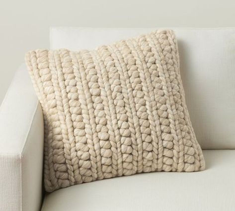 Throw Pillows | Decorative & Accent Pillows | Pottery Barn Chunky Knit Pillow, Pom Pom Throw, Textured Throw Pillows, Pillow Pink, Mini Makeover, Knit Pillow, Pillow Texture, Pottery Barn Teen, Cotton Throws