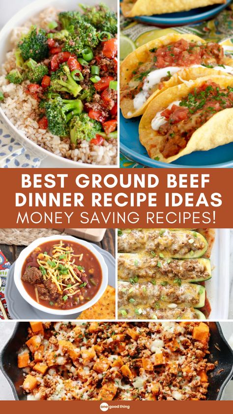 Quick, delicious, and economical, these ground meat dinners are sure to please the whole family. These are the best easy dinner recipes using ground beef! My favorite comfort food recipes to make dinner time quick and easy. Quick Dinners Ground Beef, Healthy Meals Using Ground Beef, Frugal Ground Beef Recipes, Amazing Food Recipes Dinners, Easy Ground Beef Dinner Recipes Healthy, Groundbeefrecipes Easy, Quick And Easy Ground Beef Recipes, Easy Dinner Recipes With Ground Beef, Easy Beef Dinner Recipes