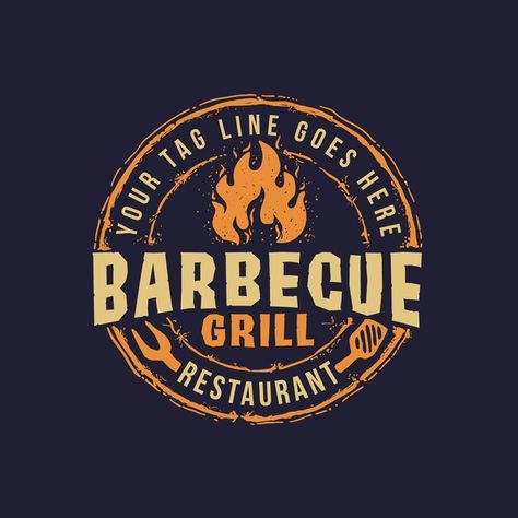 Bbq Grill Logo, Gs Logo, Restaurant Vintage, Grill Logo, Bbq Shirt, Grill Restaurant, Beautiful Logos Design, Logo Design Inspiration Branding, Restaurant Logo