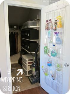 Duo Ventures: Organizing: The Closet under the stairs in the basement Coat Closet Storage, Coat Closet Ideas, Closet Stairs, Under Stairs Pantry, Closet Under Stairs, Organiser Son Dressing, Deep Closet, Big Closet, Coat Closet Organization