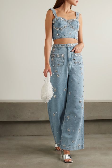 Looks Total Jeans, Denim Bustier Top, Ropa Upcycling, Denim Bustier, Designer Dresses Casual, Quick Outfits, Stylish Party Dresses, Easy Trendy Outfits, Bustier Top