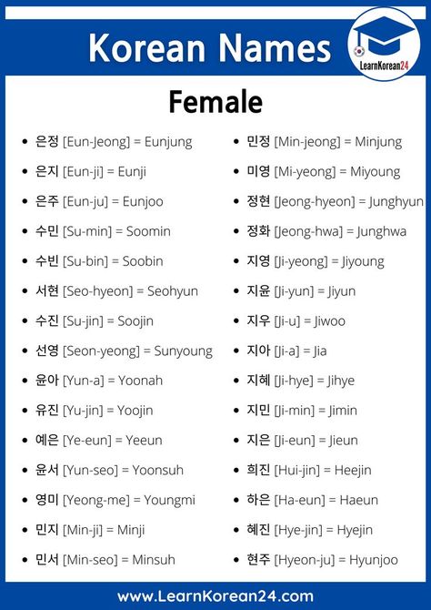 Korean Names For Girls Korean Name List, Popular Korean Names, Korean Last Names, My Korean Name, Korean Baby Names, Korean Boy Names, Korean Girls Names, Nama Korea, Nicknames For Girls