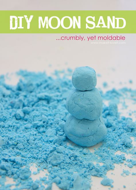 Make your own Moon Sand (crumbly, yet moldable)........great indoor activity! --- Make It and Love It Diy Moon Sand, Diy Moon, Babysitting Activities, Moon Sand, How To Make Taco, Food Stamps, Indoor Fun, School Room, Sensory Processing