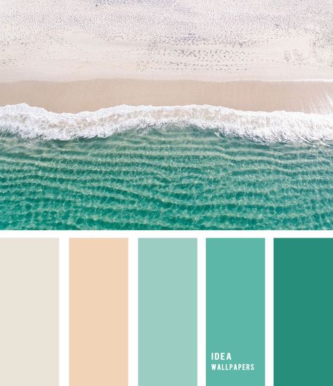 Sea And Sand Color Palette, Color Palette Sea Green, Caravan Colour Scheme, Seashell Color Palette, Sea Color Palette, Beach Color Palettes, Palette Green, Beach Colors, Best Color Schemes