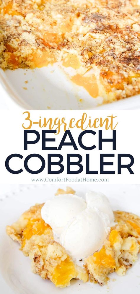 While a traditional peach cobbler is worth every minute of the two hours total time it takes to make, not many of us have it to spare very often. Coming to the rescue is this easy recipe for 3 ingredient peach cobbler or a peach dump cake. It's a sweet shortcut that's peachy keen in less than 45 minutes. Easy Homade Peach Cobbler, Stove Top Peach Cobbler, Lazy Peach Cobbler Recipe, Quick Peach Cobbler 3 Ingredients, Peach Cobbler Easy 4 Ingredients, Fresh Peach Cobbler Easy, Easy Peach Cobbler Recipe 4 Ingredients, Fresh Peach Dump Cake, 3 Ingredient Peach Cobbler