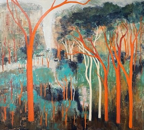 Contemporary Australian Landscape Painting by Kathy Karas I Artsy Shark Australian Colours, Australian Landscapes, Landscape Contemporary, Landscape Photography Art, Australian Trees, Colorful Landscape Paintings, Contemporary Landscape Artists, Australian Painting, Earth Song