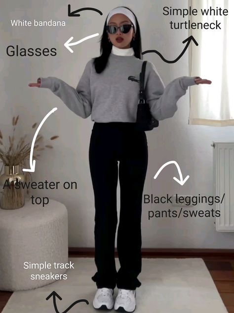 Outfits With White Turtleneck, Sweaters With Turtle Neck Underneath, Layering White Turtleneck, Cute Casual Sweatpants Outfits, White Turtleneck Outfit Layering, White Turtleneck Under Shirt Outfit, How To Style A Turtle Neck Sweater, All Black Sweats Outfit, Off White Turtleneck Outfit