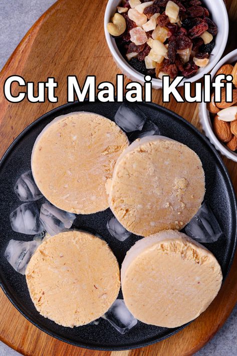 cut kulfi ice cream recipe | sliced roll malai kulfi no mawa no milk powder Kulfi Ice Cream, Malai Kulfi Recipe, Malai Kulfi, Indian Ice Cream, Hebbars Kitchen, Bounty Chocolate, Fried Milk, Ice Cream Videos, Kulfi Recipe