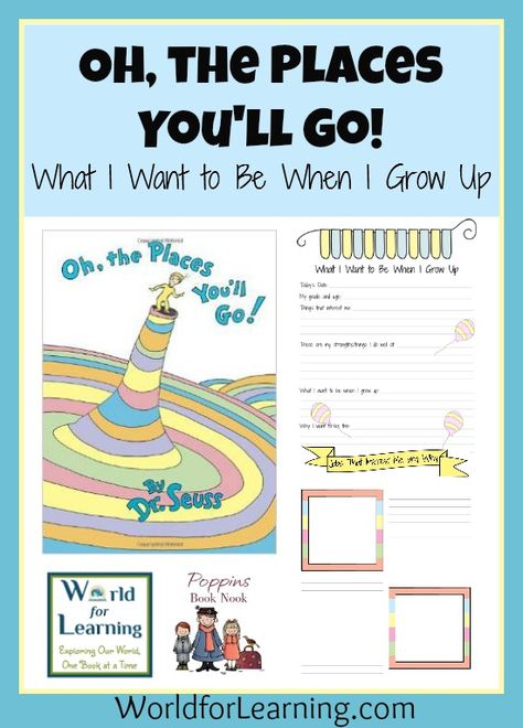 Deciding what one wants to be when they grow up is such a big decision, one that even many adults still haven't figured out. Yet, it's one of the most Fun Messages, Career Lessons, Dr Seuss Crafts, Seuss Classroom, Free Homeschool Curriculum, Online Book Club, Pre K Graduation, Counseling Lessons, Guidance Lessons