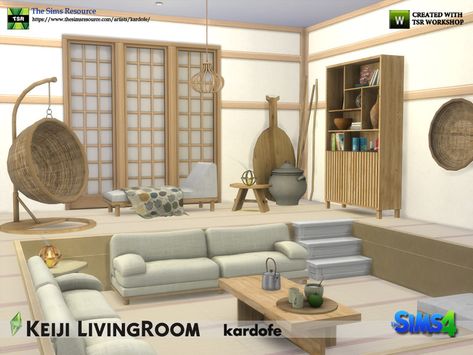 Set of twelve new meshes, to decorate a japandi style room, Found in TSR Category 'Sims 4 Living Room Sets' Sims 4 Interior Design Ideas Living Room, Modern Japanese Interior Living Room, Sims4 Living Room Ideas, Sims Cc Living Room, The Sims 4 Living Room, Sims Living Room, Sims 4 Living Room Ideas, Sims4 Living Room, Sims 4 Home Decor