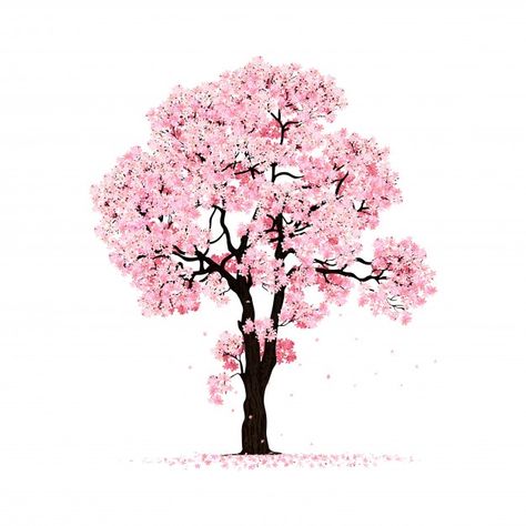 Blossoming pink sakura tree isolated | Premium Vector #Freepik #vector #floral #tree #cherry-blossom #cherry Cherry Blossom Drawing, Tree Drawing Simple, 귀여운 음식 그림, Pink Sakura, Pink Tree, Sakura Tree, Small Canvas Art, Tree Illustration, Cherry Blossom Tree