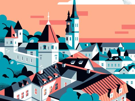 Tallinn old town by Davide Mazzuchin on Dribbble Tallinn, Old Town, Cityscape, Creative Professional, Abstract Artwork, Graphic Design, Design