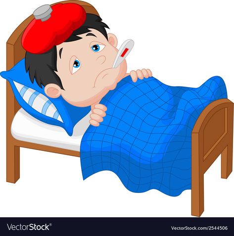 Fever Images, Bed Vector, Images Emoji, Sick Boy, Sick Baby, Islamic Cartoon, Cartoon Boy, Black And White Drawing, Feeling Sick