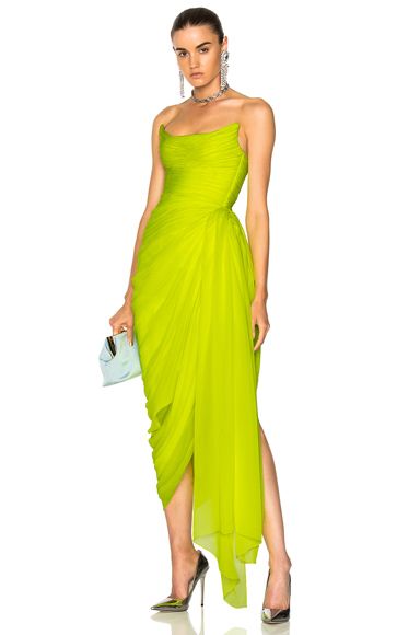 Gathered Fabric, Strapless Gown, Dream Dress, Dress Details, Elegant Dresses, Wedding Guest Dress, Green Dress, Citrine, Fashion Inspo Outfits