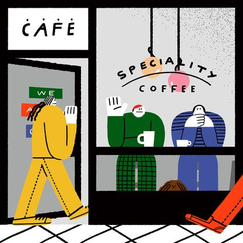 cafe on Behance Person Illustration, Illustrations Digital, 달력 디자인, Coffee Illustration, Photography Illustration, People Illustration, Animation Design, Flat Illustration, Illustrations And Posters