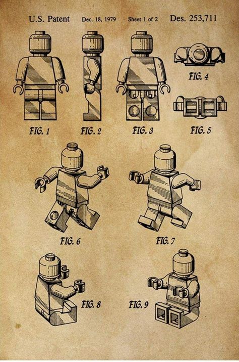 Lego Patent, Lego Poster, Design Diagram, Unique Butterfly Tattoos, Art Construction, Handmade Crafts Gifts, Lego Figures, Crafts Gifts, Line Art Design