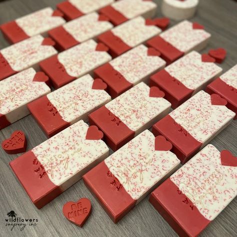 Wildflowers Soapery Inc. LLC on Instagram: "❤️✨Here’s the cut of those Love Spell bars I made before Christmas! Wishing you all a wonderful Fri-Yay!😘❤️✨Available January✨❤️ www.wildflowerssoaperyinc.com #coldprocesssoap#soapmaking #artisansoap#confettisoap #makers#soapmaker#decor#love#handcrafted#bcmade#canadiansoaps #skincare#valentines#valentinesoap#giftideas#lovespell#tgif#❤️" Valentine’s Day Soap, Valentines Soap Ideas, Valentine Soap, Soap Craft, Valentines Sale, Soap Boxes, Homemade Soap Recipes, Handmade Valentine, Handcrafted Soaps