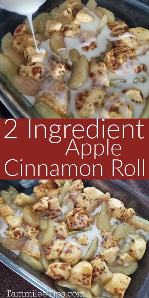 2 Ingredient Cinnamon Roll Apple Cobbler, Cinnamon Rolls With Heavy Cream Apples, Apple Pie Filling Cobbler, Cinnamon Rolls And Apple Pie Filling, Pie Filling Cobbler, Pillsbury Hacks, Cinnamon Roll Apple Cobbler, Pinterest Desserts, Pillsbury Cinnamon Roll Recipes