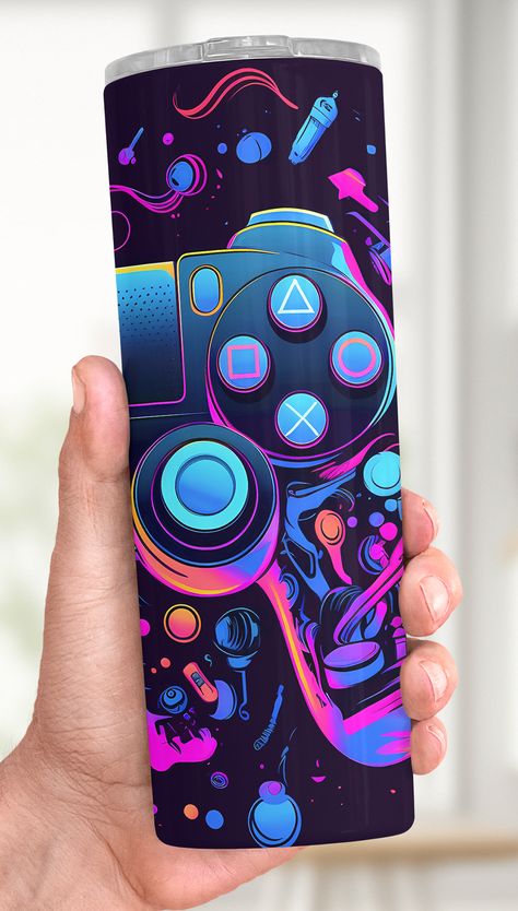 This is a Gamers tumbler wrap for 20oz skinny tumbler sublimation. From Tumblerprints 20 Oz Tumbler Ideas, Tumbler Ideas, Melbourne Victoria, Tumbler Wraps, Sublimation Tumbler, 20 Oz Tumbler, 20oz Tumbler, Tumbler Sublimation, Tumbler Designs