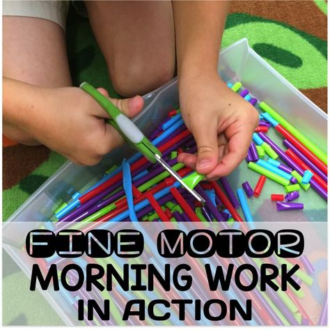 Fine Motor Work Stations In Action in Kindergarten.  Tons of great ideas and tips for a successful morning routine without worksheets. Childminding Ideas, Preschool Skills, Zebra Room, Adaptive Art, Reception Classroom, Differentiated Kindergarten, Finger Gym, Work Bins, Reception Class