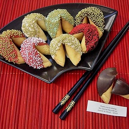 Personalized Fortune Cookies, Custom Fortune Cookies, Asian Party, Disney Inspired Wedding, Fortune Cookies, Asian Desserts, Fortune Cookie, Asian Wedding, Chopsticks