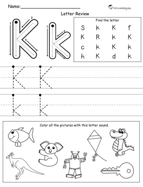 Letter K Worksheet, Comprehension Kindergarten, English Classroom Posters, Curriculum Preschool, Kindergarten Coloring, Letter Recognition Worksheets, Pre K Worksheets, Teach English To Kids, Coloring Letters