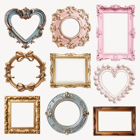 Vintage picture frame element set, | Premium Editable Design - rawpixel Picture Frame Template, Clipart Frames, Presentation Background, Collage Creator, Scrapbook Elements, Frame Sticker, Vintage Picture Frame, Diary Diy, Antique Picture Frames