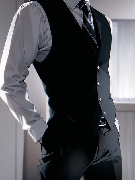 Guy In A Suit Anime, Male Bartender Outfit, Suit Guy Drawing, How To Draw A Tuxedo, Anime Man In Suit Art, Suit Man Drawing, Suits Men Reference, Anime Guys In Suit, Anime Suit Guy