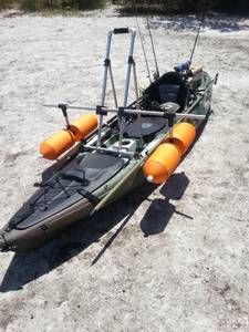 Canoe Stabilizer, Kayak Mods, Kayak Modifications, Kayak Outriggers, Kayak Fishing Setup, Kayak Fishing Diy, Kayak Fishing Tips, Kayaking Tips, Canoe Fishing