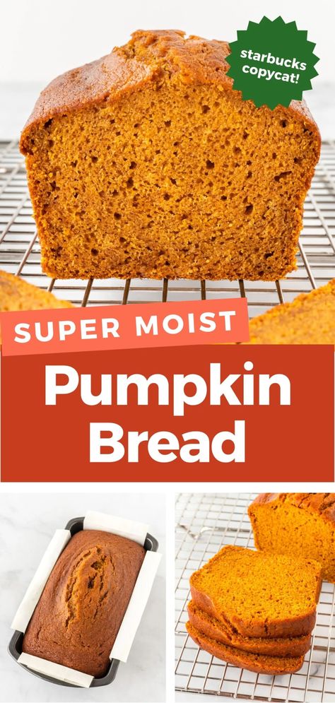 Starbucks Pumpkin Loaf Copycat, Starbucks Copycat Pumpkin Bread, Copycat Starbucks Pumpkin Bread, Pumpkin Bread Starbucks Copycat, Design Eat Repeat, Best Shortbread Cookie Recipe, The Best Pumpkin Bread, Copycat Food, Best Pumpkin Bread