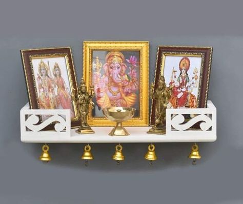 Temple For Office, House Temple, Small Temple, Puja Ghar, Deco Paint, Temple Bells, Wall Corner, Pooja Mandir, Wall Hanging Shelves