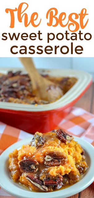 Recipe: Copycat Sweets & Meats Sweet Potato Casserole (The Best Ever!) | The Food Hussy! Souffle Casserole, Ruths Chris Sweet Potato Casserole, Potato Souffle, Best Sweet Potato Casserole, Canned Yams, Best Sweet Potato, Traditional Thanksgiving Recipes, Sweet Potato Casserole Easy, Sweet Potato Souffle