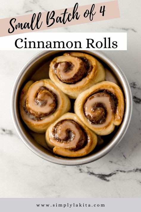 Cinnamon Rolls Small Batch Recipe, One Cinnamon Roll, Personal Cinnamon Roll, Small Cinnamon Roll Recipe, Small Batch Of Cinnamon Rolls, Small Batch Cinnamon Rolls Homemade, Small Batch Cinnamon Roll Recipe, Small Batch Baking Recipes, Cinnamon Rolls Small Batch