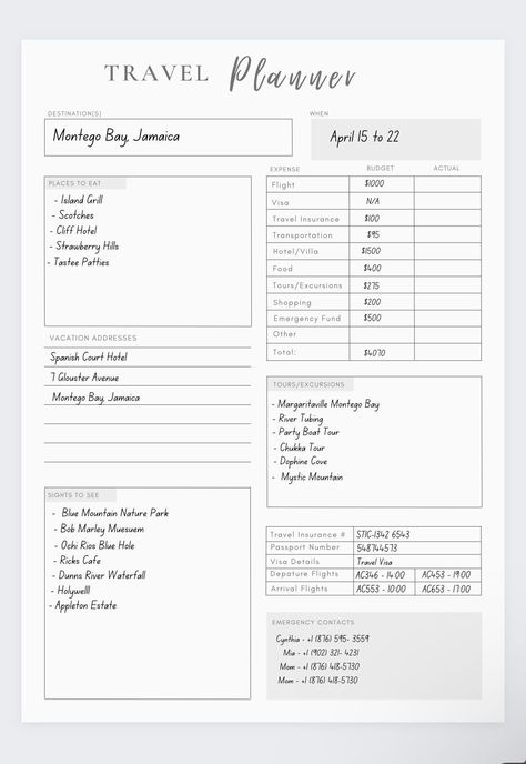 Travel planner, Travel Journal, Vacation Planner,itinerary planner,happy planner insert,printable holiday planner,vacation organizer pdf Trip Planning Template, Vacation Planner Template, Travel Budget Planner, Travel Planner Template, Weekly Budget Planner, Vacation Organization, Passport Number, Money Planner, Itinerary Planner