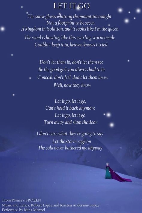 Let it go-Demi Frozen Song Lyrics, Frozen Song, Let It Go Song, Disney Song Lyrics, Let It Go Frozen, Let It Go Lyrics, Love Is An Open Door, Disney Song, Frozen Let It Go