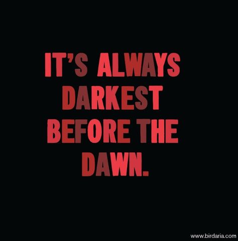 "It's always the darkest before the dawn" Follow us at www.birdaria.com. LOVE it, like it, pin it!! Hope Begins In The Dark, It’s Always Darkest Before The Dawn Tattoo, Midnight Til Dawn, What’s Done In The Dark Will Always Come To Light, It’s Always Darkest Before The Dawn, Before The Dawn, Daily Mantra, Always Be, The Darkest