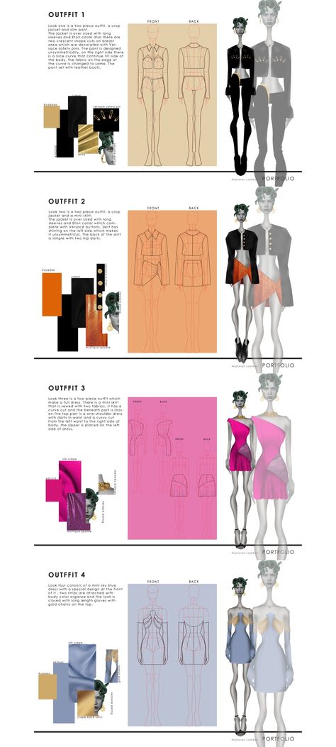 Research Board Fashion Portfolio Layout, Collection Board Fashion Illustration, Fashion Styling Portfolio Ideas, Digital Fashion Sketchbook, Fashion Project Layout, Fashion Sketches Portfolio, Fashion Portfolio Illustration, Styling Portfolio Layout, Fashion Look Book Design Layout Ideas