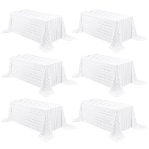 PRICES MAY VARY. 【Premium Polyester Fabric Tablecloth】Our tablecloth set included 6 pack white rectangular tablecloths with Stripes, table cloth is made made of wrinkle resistant 180 GSM 100% premium polyester fabric and seamless design, soft and elegant look. Sufficient quantity and exquisite stripe design can meet your party use and replacement needs, and you can also share with your friends and family. These table cover materials are as skin-friendly as they are environmentally friendly. 【Sui 8 Ft Table, Table Clothes, White Tablecloth, Fabric Table, Striped Table, White Table Cloth, Wedding Banquet, Tablecloth Fabric, White Table