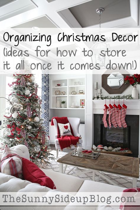 Christmas Storage Hacks, Stairwell Molding, Storing Holiday Decorations, Organized Christmas Decorations, Christmas Traditions Kids, Christmas Decoration Storage, Christmas Lists, Decoration Storage, Storing Christmas Decorations