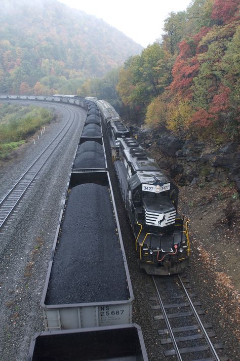 Coal Train | View from Signal 241.6 Westbound helpers meetin… | Flickr Coal Train, Scenic Railroads, Coal Miners, Railroad Pictures, Southern Railways, Norfolk Southern, Railroad Photography, Railroad Photos, Old Trains