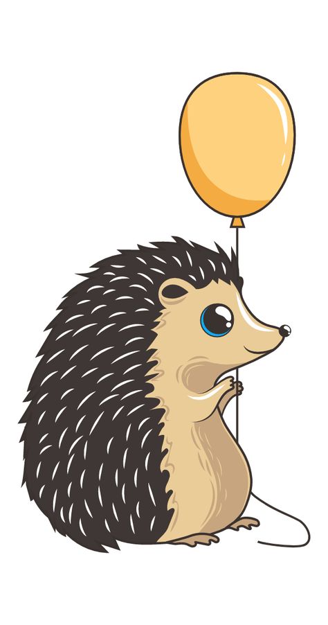 Hedgehog Cartoon Drawing, Cute Hedgehog Drawing, Hedgehog Cartoon, Cartoon Hedgehog, Tumblr Pattern, Prismacolor Drawing, Hedgehog Drawing, Hedgehog Illustration, Yellow Balloons