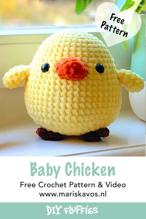 Crochet a cute chick amigurumi with this easy beginner free baby chicken crochet pattern. Including full video on how to make this chick. Fun pattern for Easter! Chicken Crochet Pattern, Chicken Crochet, Baby Chicken, Chicken Pattern, Crochet Chicken, Easter Crochet Patterns, Baby Chickens, Crochet Animals Free Patterns, Amigurumi Tutorial