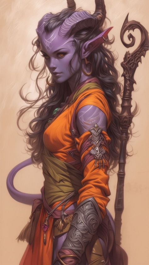 Tiefling Female, Demon Art, Dungeons And Dragons Characters, Dnd Art, D&d Dungeons And Dragons, Exploring The World, Fantasy Warrior, Arte Fantasy, Fantasy Rpg