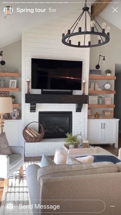 Chimminie Ideas, Shiplap Fireplace On Angled Wall, Diy Fireplace Tv Wall Slanted Ceiling, Fireplace On Slanted Ceiling, Fireplace Ideas Slanted Ceiling, Electric Fireplace Angled Ceiling, Slanted Wall Fireplace, Fireplace With Slanted Vaulted Ceiling, Fireplace Wall With Slanted Ceiling