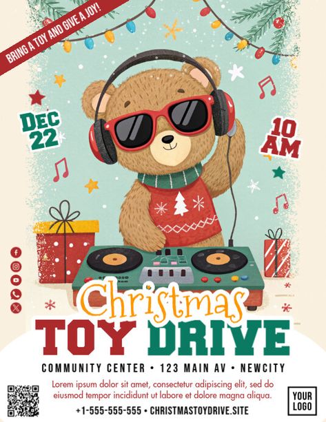 Christmas Toy Drive Flyer Christmas Toy Drive Flyer, Toy Drive Flyer, Christmas Toy Drive, Coat Drive, Drive Poster, Tumblr Banner, Linkedin Background Image, Toy Drive, Kindle Book Cover