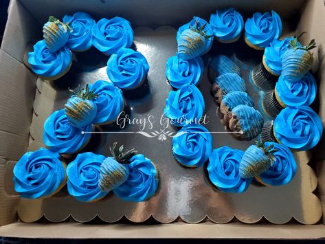 25 Birthday Cupcakes For Him, 20th Birthday Cupcakes, 20th Birthday Cupcakes For Him, Number Cupcakes For Boys, Number 2 Cupcake Cake, Cupcakes Number Shape, 20 Cupcake Cake Number, Number Cupcakes, 22 Cupcake Cake Number