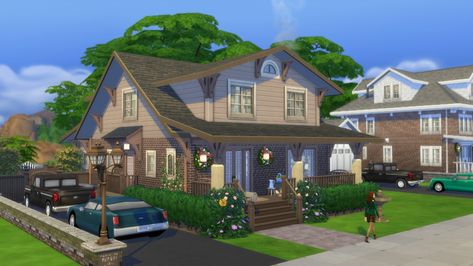 Mod The Sims - The Grand Craftsman - NO CC Sims 4 Craftsman, Homes Sims 4, Sims 4 Build Ideas, Sims 4 House Ideas, Dream House In The Woods, 2 Story Craftsman, Sims 4 House, Victorian Style Homes, Sims 4 House Building